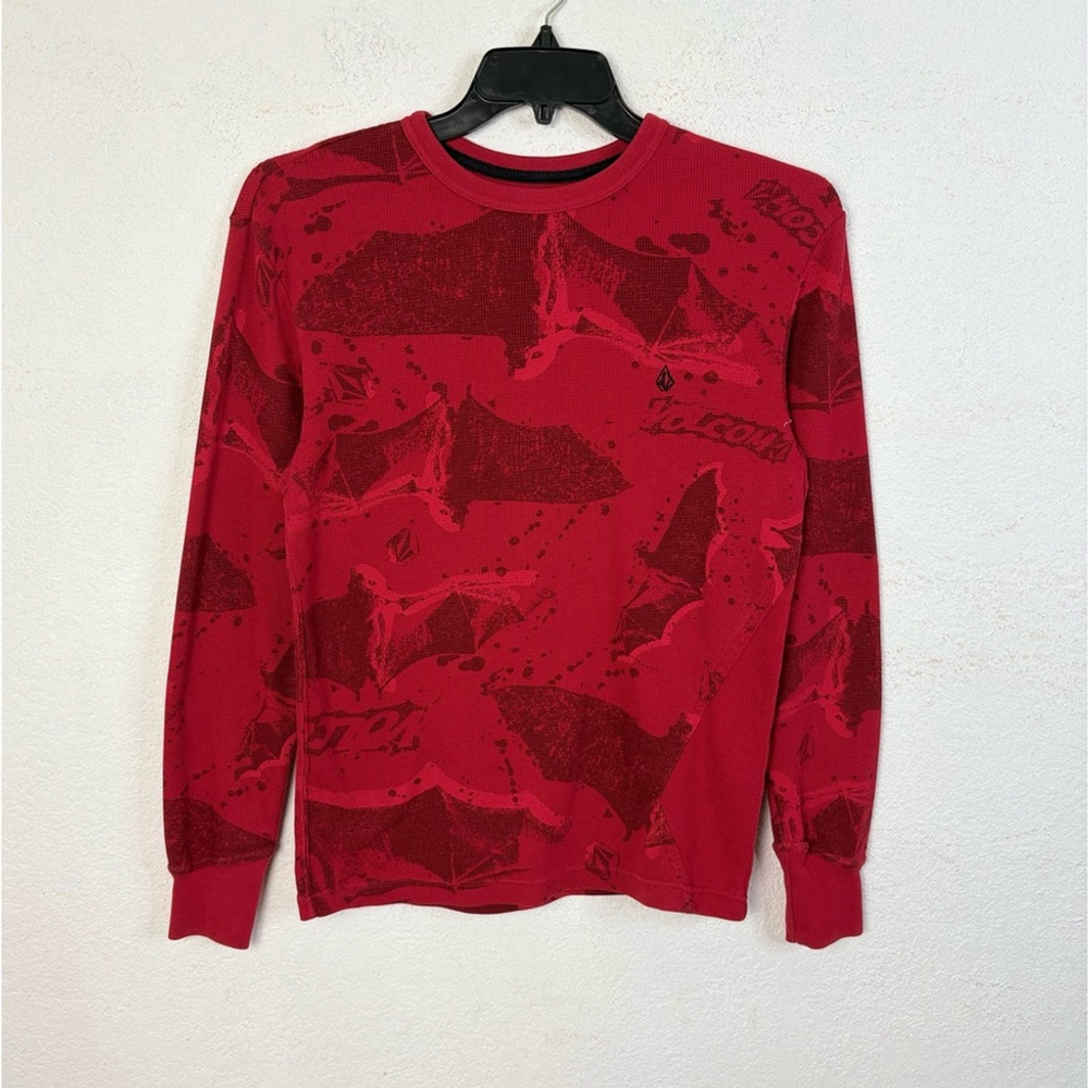 Volcom Rogan Printed Thermal T Shirt Sz. S/P Red